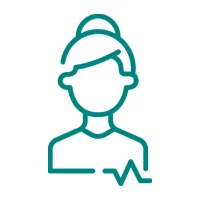 Icon of a woman with a heart line in the bottom right corner