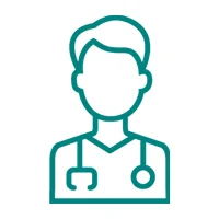 Icon of a medical professional wearing a stethoscope
