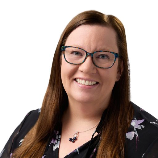 Headshot of Amanda Miller, Smiling, wearing glasses